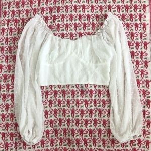 urban outfitter white puff sleeve top